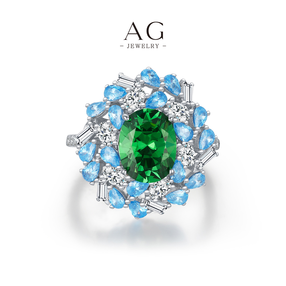 AG JEWELRY Paradise Duo Zircon Ring 925 Sterling Silver Tropical Sunset Jewelry AGRHR1794 