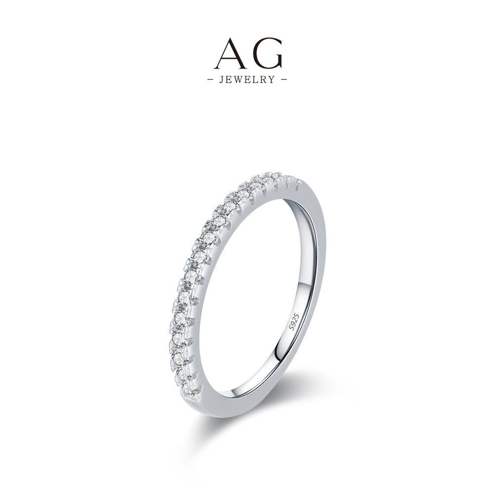 AG Full Pav&eacute; Classic Ring 925 Sterling Silver Eternal Sparkle Jewelry AGRHR1710