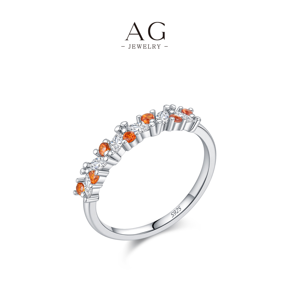 AG Sunset Zircon Ring 925 Sterling Silver Citrus Glow Jewelry AGRHR2068