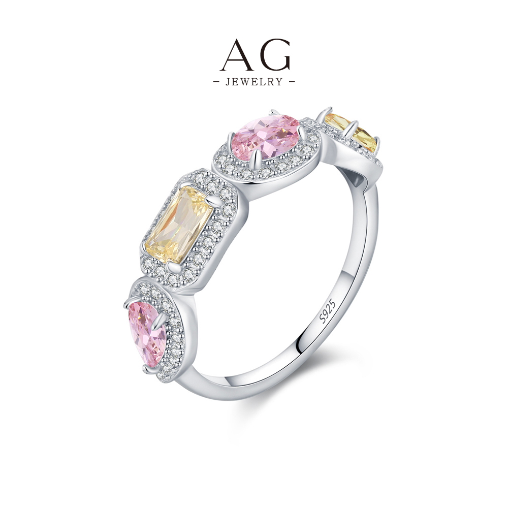 AG JEWELRY Champagne Pink Zircon Ring 925 Sterling Silver Sparkling Ros&eacute; Jewelry AGRHR2005