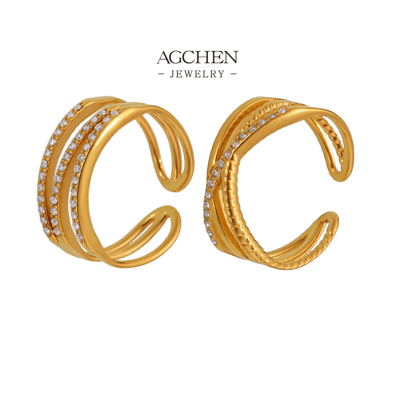 AGCHEN Stainless Steel Stacking Spiral Ring Trending Design Jewelry Bulk Order Supplier AGA035