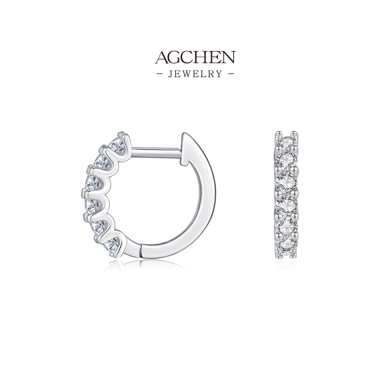 AGCHEN Full Pav&eacute; Zircon Clip Earrings 925 Silver Plated Non Pierced Halo Jewelry AGMSE0025