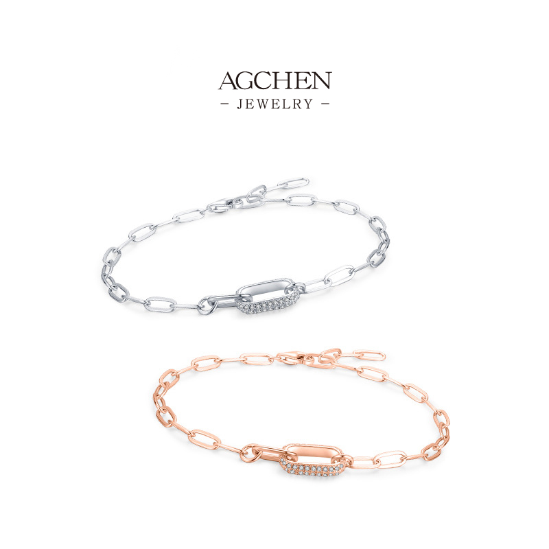 AGCHEN Geometric Cable Bracelet 925 Sterling Silver Best Selling Modern Jewelry AGRHB1063