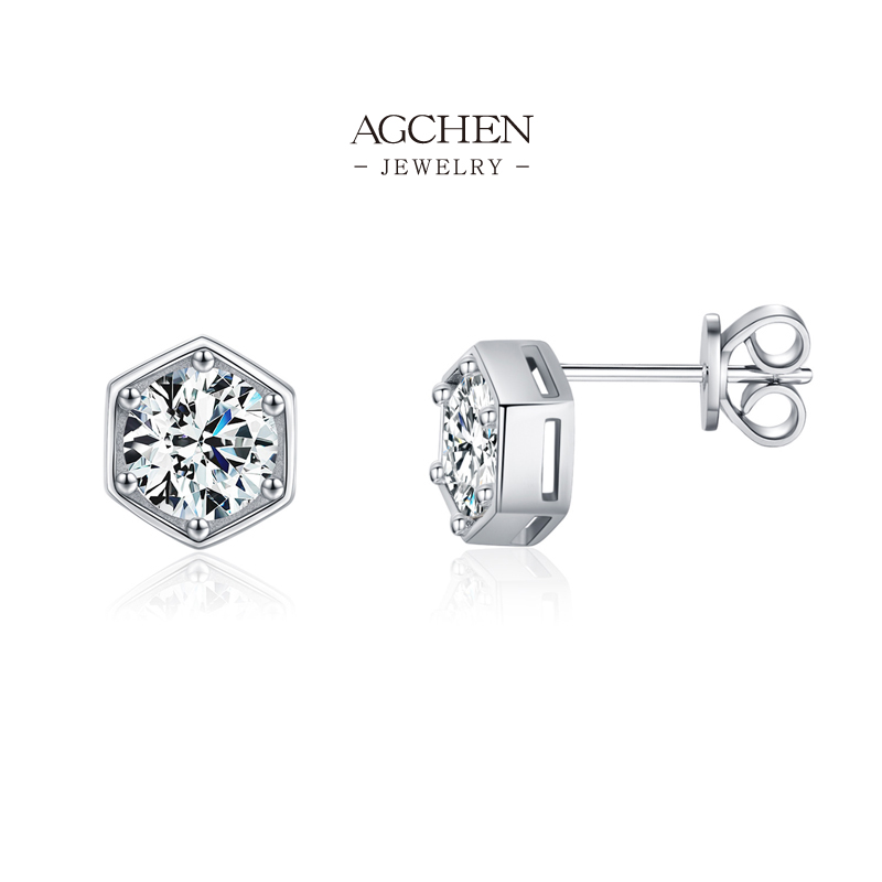 AGCHEN Sparkling Zircon Earrings 925 Sterling Silver Crystal Brilliance Jewelry AGMSE0090