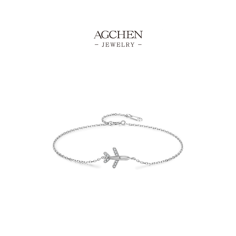 AGCHEN Aviation Charm Bracelet 925 Sterling Silver Travel Inspired Jewelry AGRHB755