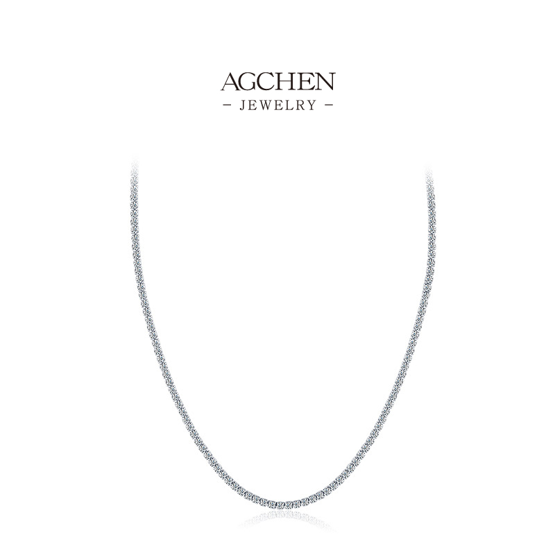 AGCHEN Sterling Silver Chain 925 Solid Silver Link Necklace Minimalist Layering Jewelry AGRHN757