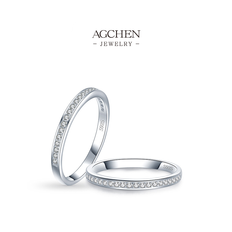 AGCHEN JEWELRY His & Hers Ring Set 925 Sterling Silver Couple Promise Jewelry AGRHR312B