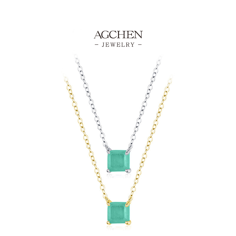 AGCHEN Tourmaline Gemstone Necklace 925 Sterling Silver October Birthstone Jewelry Gift AGRHN649