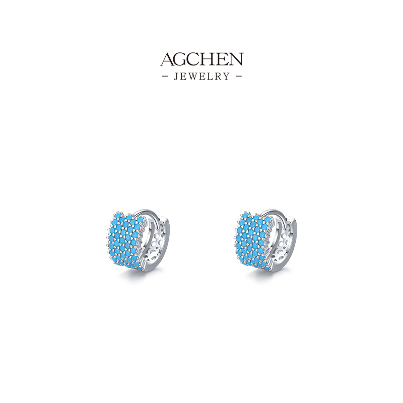 AGCHEN Turquoise Clip Earrings 925 Silver Plated Non Pierced Southwest Style Jewelry AGRHE858