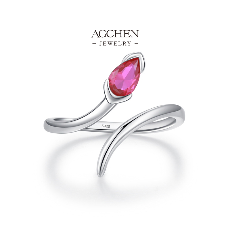 AGCHEN JEWELRY Fuchsia Statement Ring 925 Sterling Silver Velvet Blossom Jewelry AGRHR1549