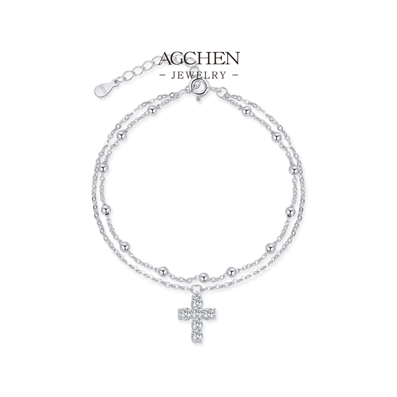 AGCHEN Beaded Stretch Bracelet 925 Sterling Silver Stackable Boho Style Jewelry AGRHB1817