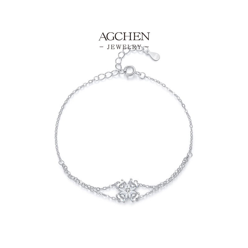 AGCHEN 925 Sterling Silver Chain Bracelet Adjustable Minimalist Jewelry for Women AGRHB1682