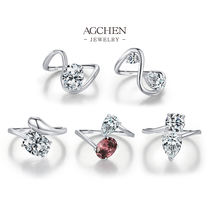 AGCHEN JEWELRY Architectural Arc Ring 925 Sterling Silver Modern Sculpture Jewelry AGRHR1786