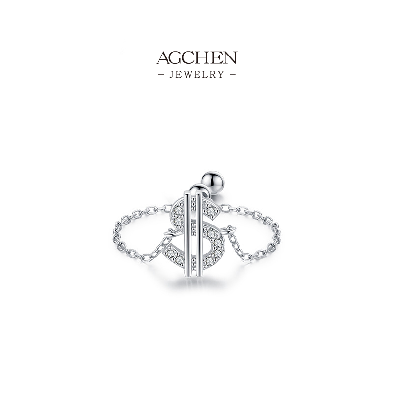 AGCHEN Adjustable Geometric Ring Set 925 Sterling Silver Multi Shape Stackable Collection AGRHR1175