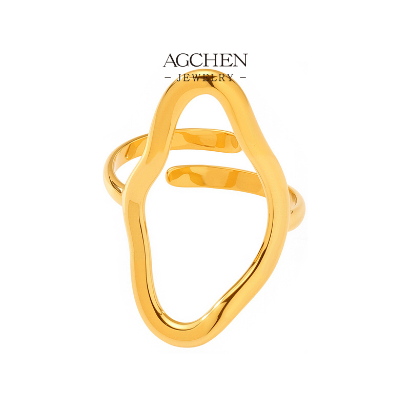 AGCHEN Stainless Steel Large Geometric Ring Statement Jewelry Factory Direct Worldwide Shipping AGA784
