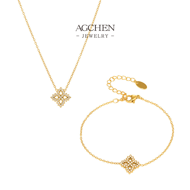 AGCHEN Floral Jewelry Set Necklace Bracelet Matching Garden Theme Collection AGTXE292