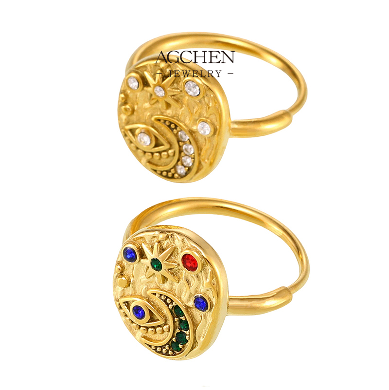 AGCHEN Stainless Steel Vintage Style Ring Antique Design Jewelry OEM Service Worldwide Shipping AGA975