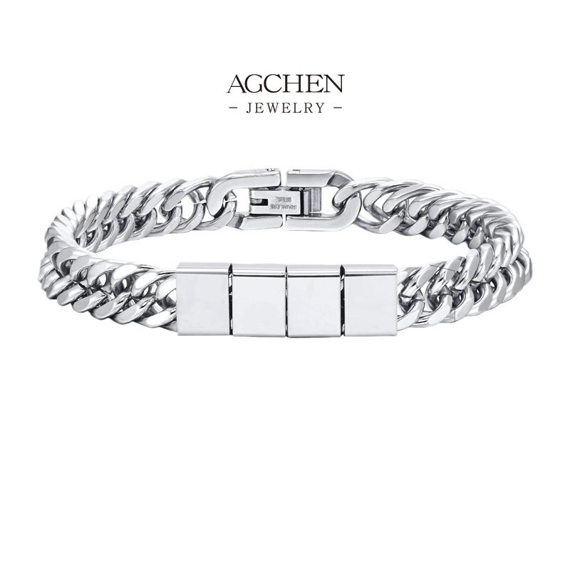 AGCHEN Men&lsquo;s Metal Chain Wristband Retail Ready Collection AGH7343