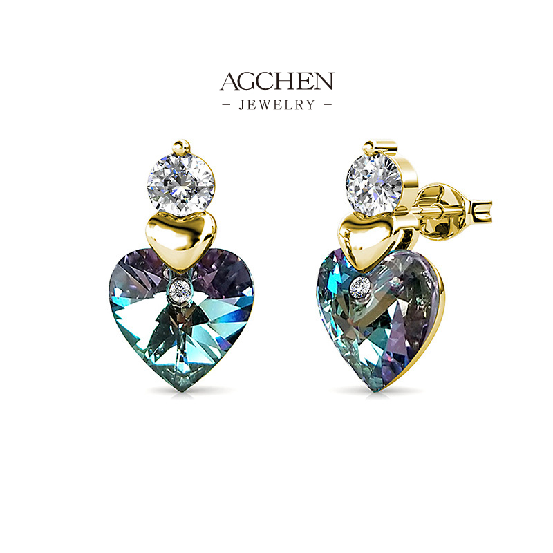 AGCHEN Heart Zirconia Earrings Romantic Gift Jewelry Small MOQ AGDE0535