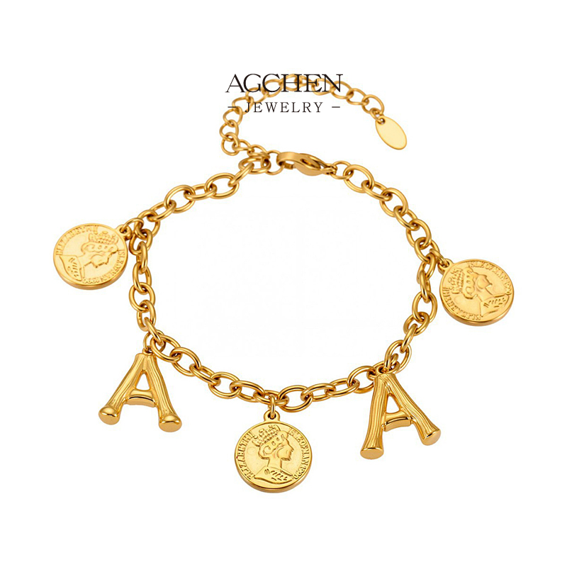 AGCHEN Stainless Steel 26 Alphabet Handset Pendant Necklace Custom Initial Jewelry Bulk Order Supplier AGRE002 