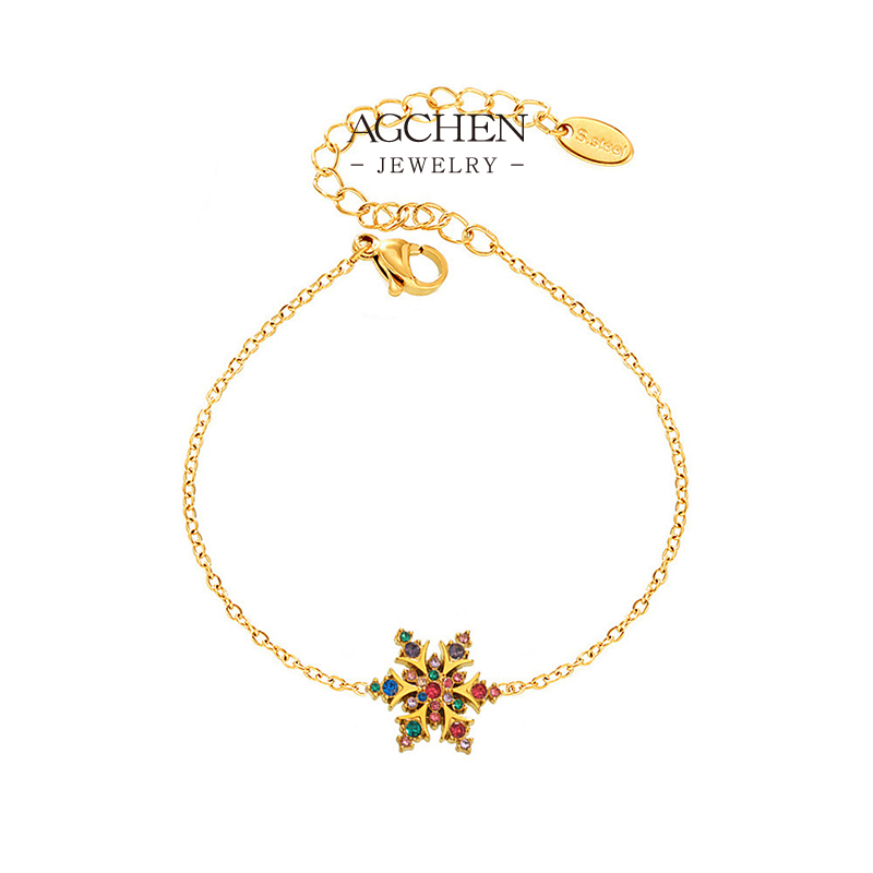 AGCHEN Christmas Snowflake Jewelry Set Necklace Earrings Bracelet Holiday Collection AGTXE217
