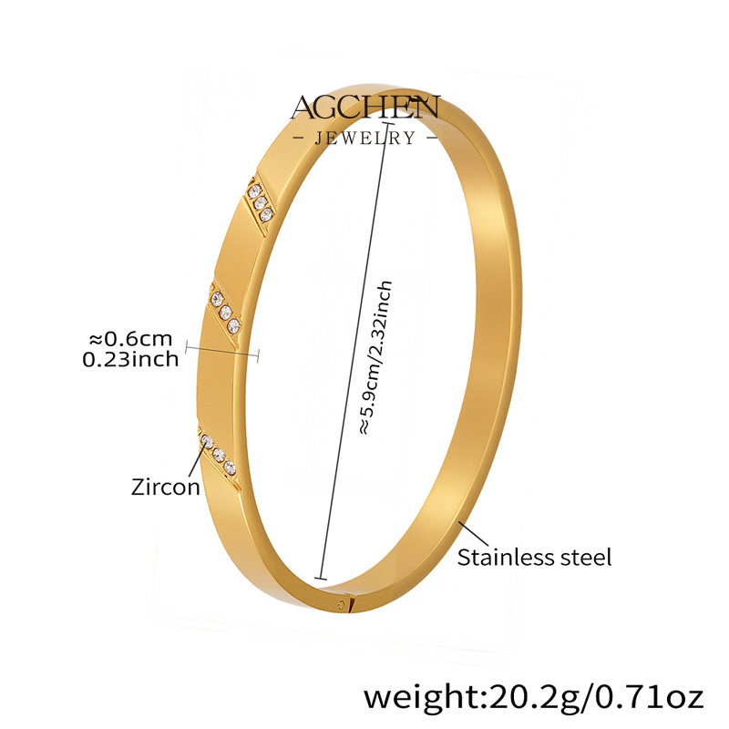 AGCHEN Stainless Steel Diamond Line Bangle Architectural Style Bracelet AG JEWELRY AGZ122