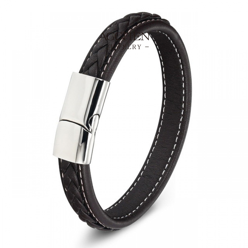 AGCHEN Men&lsquo;s Magnetic Clasp PU Bracelet Easy Wear Jewelry Line Bulk Supplier AGB0068