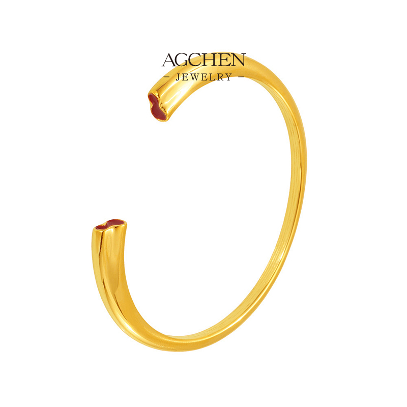 AGCHEN Stainless Steel Wide Cuff Bangle Statement Arm Jewelry AG JEWELRY AGZ396
