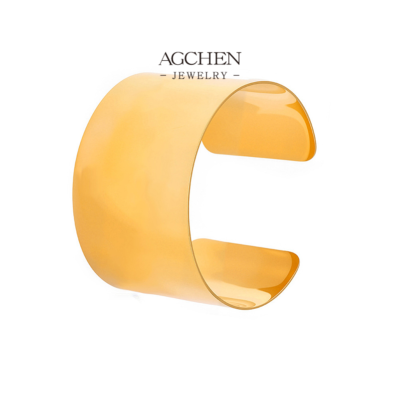 AGCHEN Stainless Steel Mirror Polish Cuff Bold Minimalist Jewelry AG JEWELRY AGZ433