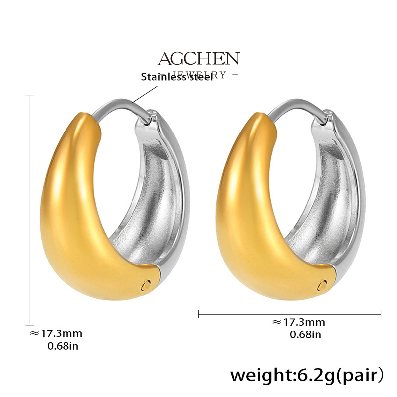 AGCHEN Stainless Steel Hollow Hoop Earrings Small Medium Large Sizes Lightweight Classic AGF1714