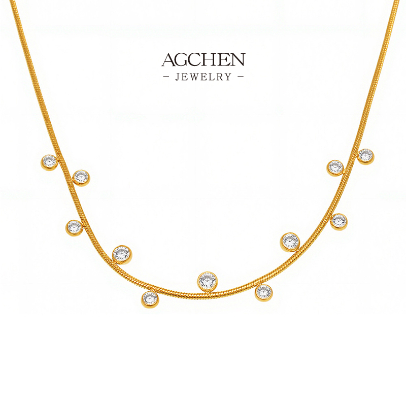 AGCHEN Bridal Wedding Stainless Steel Pearl Necklace Gift For Bride AGP585