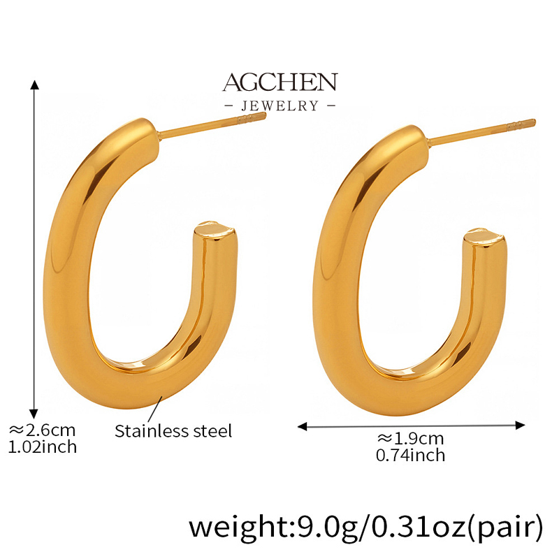 AGCHEN Stainless Steel Geometric Earrings Viral TikTok Jewelry BSCI Certified AGF210