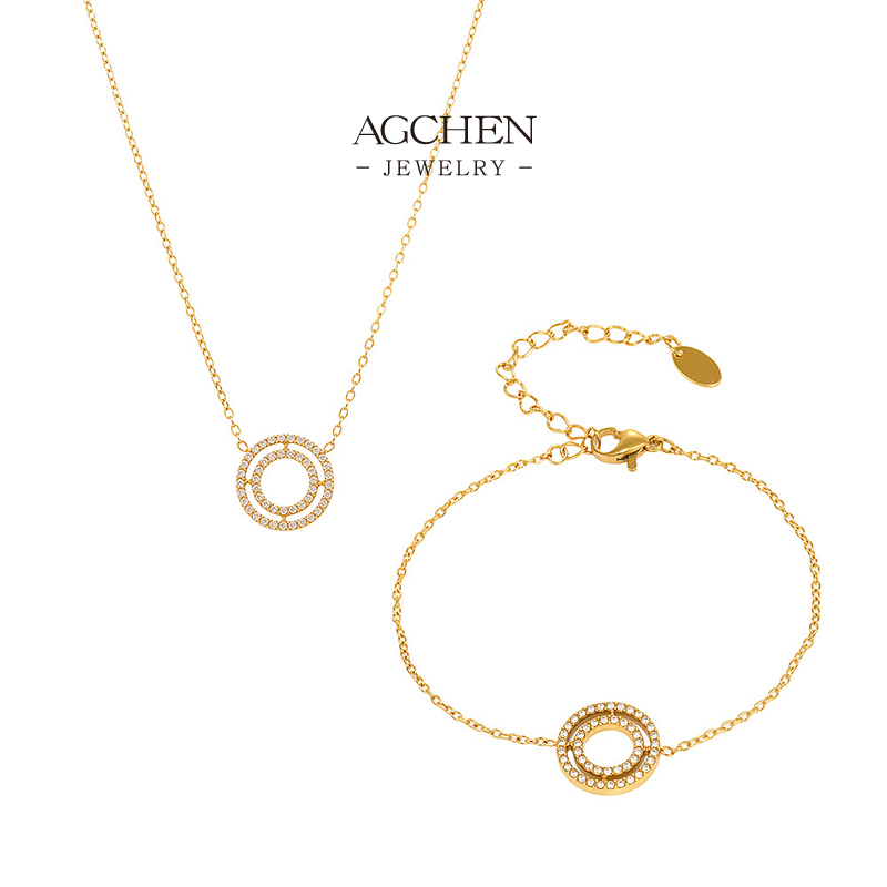 AGCHEN Circle Design Jewelry Set Round Shape Minimalist Style Collection AGTXP307