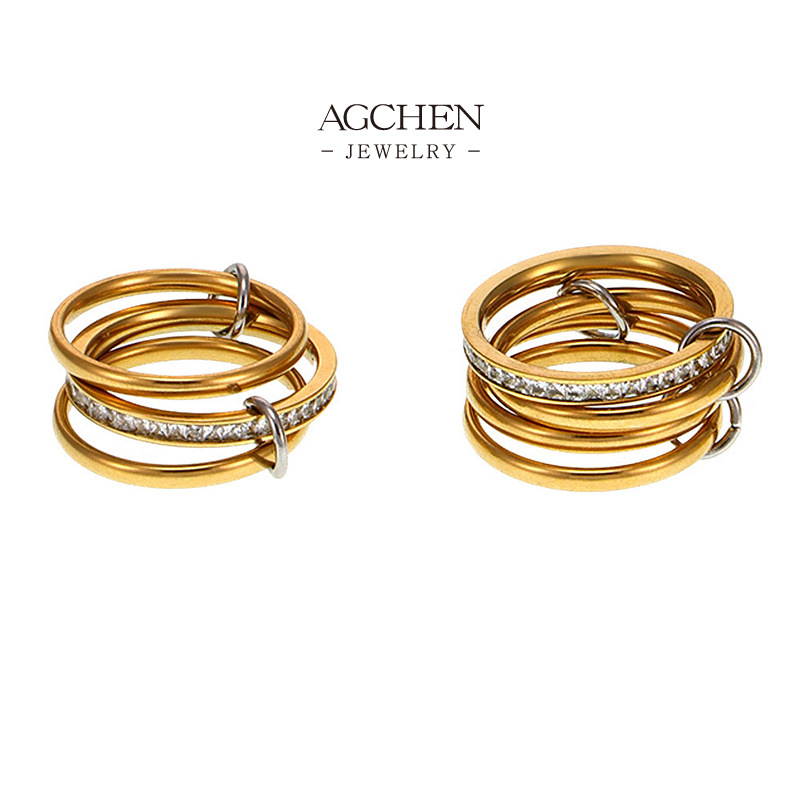 AGCHEN Stainless Steel Multi Coil Ring Viral TikTok Jewelry OEM Service Worldwide Shipping AGA985