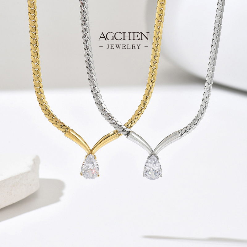 AGCHEN Stainless Steel Bridal Wedding Pendant Necklace One Stop Supply Chain Full Service Manufacturer AGX2755