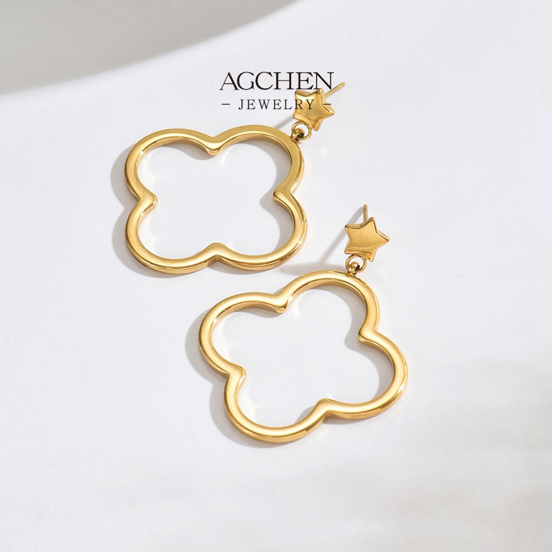 AGCHEN Stainless Steel Lucky Clover Earrings Full Service Manufacturer B2B Supplier AGE1245