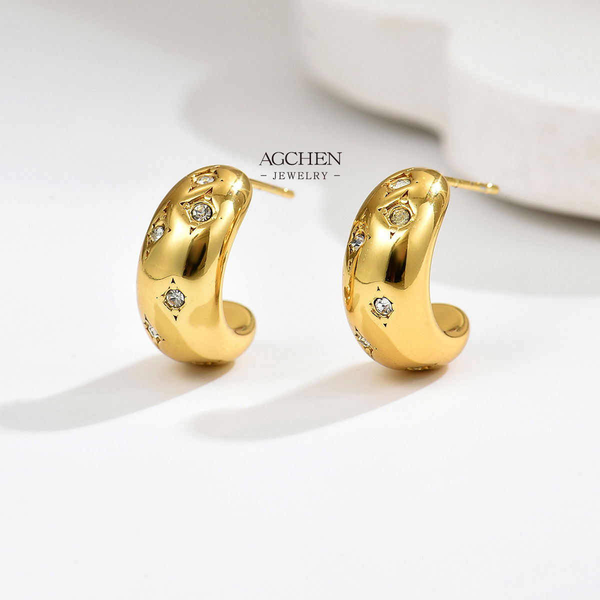 AGCHEN Stainless Steel Classic Round Hoop Earrings One Stop Supply Chain Full Service Manufacturer AGE1384