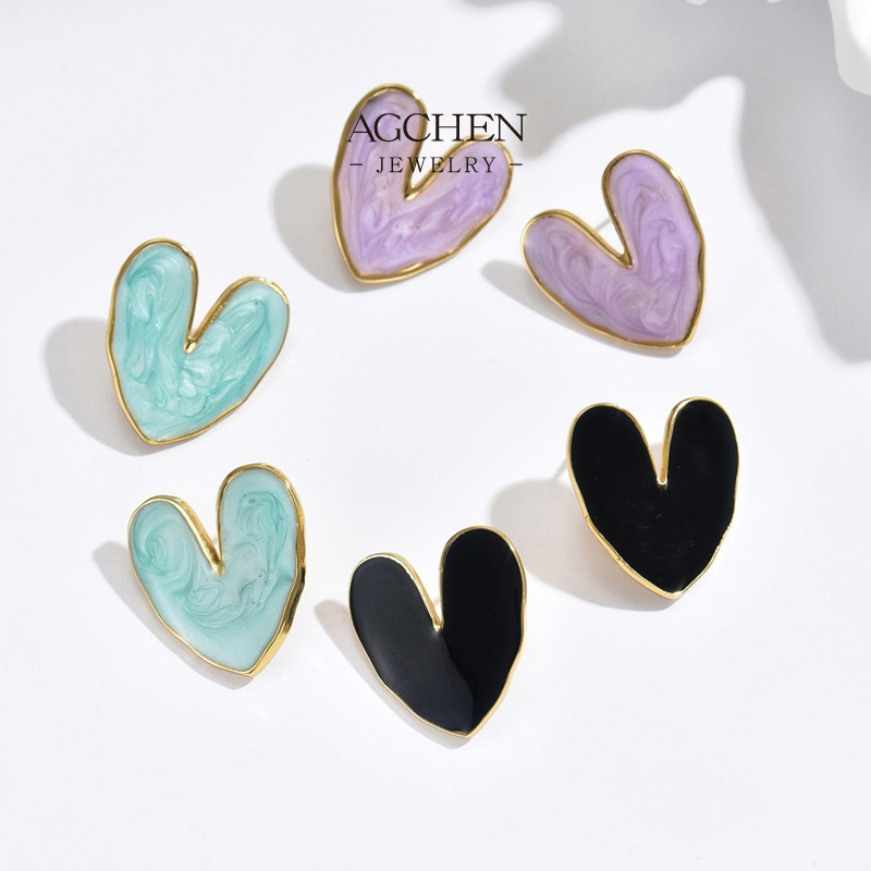 AGCHEN Stainless Steel Heart Resin Drop Earrings One Stop Service Integrated Supply Chain AGE1246