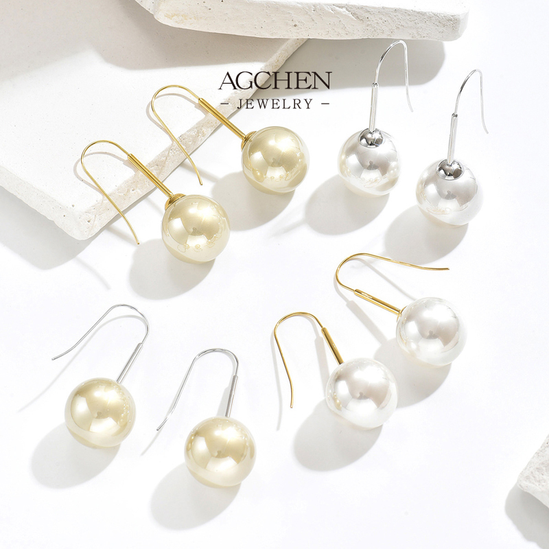 AGCHEN Stainless Steel Freshwater Pearl Drop Earrings Full Supply Chain One Stop Shop AGE1310