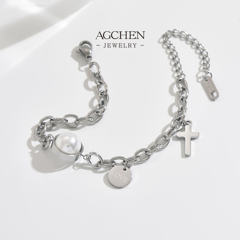 AGCHEN Stainless Steel Cultured Pearl Stretch Bracelet One Stop Supply Chain Full Service Manufacturer AGS1850