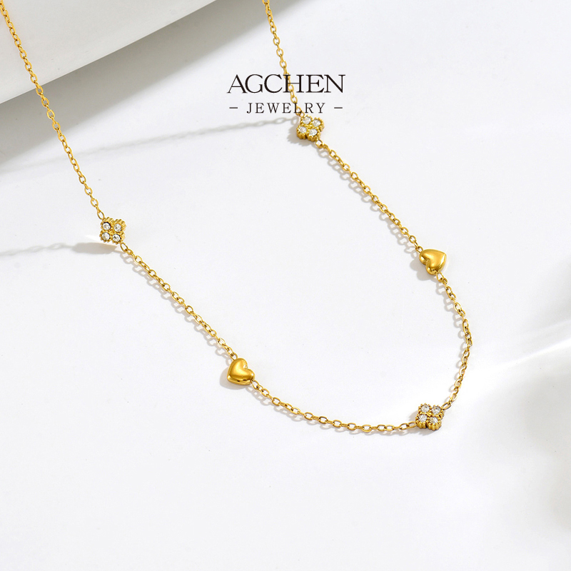 AGCHEN Stainless Steel Heart Shape Pendant Necklace Full Service Manufacturer B2B AGX2821