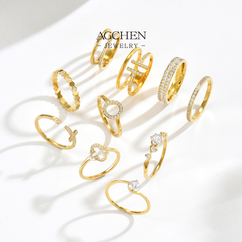 AGCHEN Stainless Steel Engagement Zirconia Ring One Stop Service Integrated Supply Chain AGJ767
