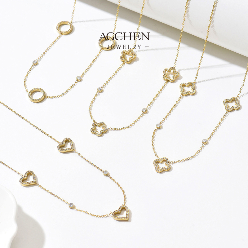 AGCHEN Stainless Steel Four Leaf Clover Pendant Necklace One Stop Supply Chain Complete Jewelry Solution AGX2732