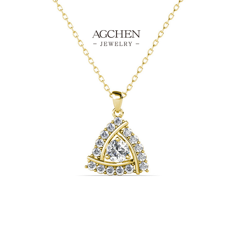 AGCHEN Geometric Triangle Zirconia Pendant Necklace BSCI Certified Custom Manufacturer AGDPS0748