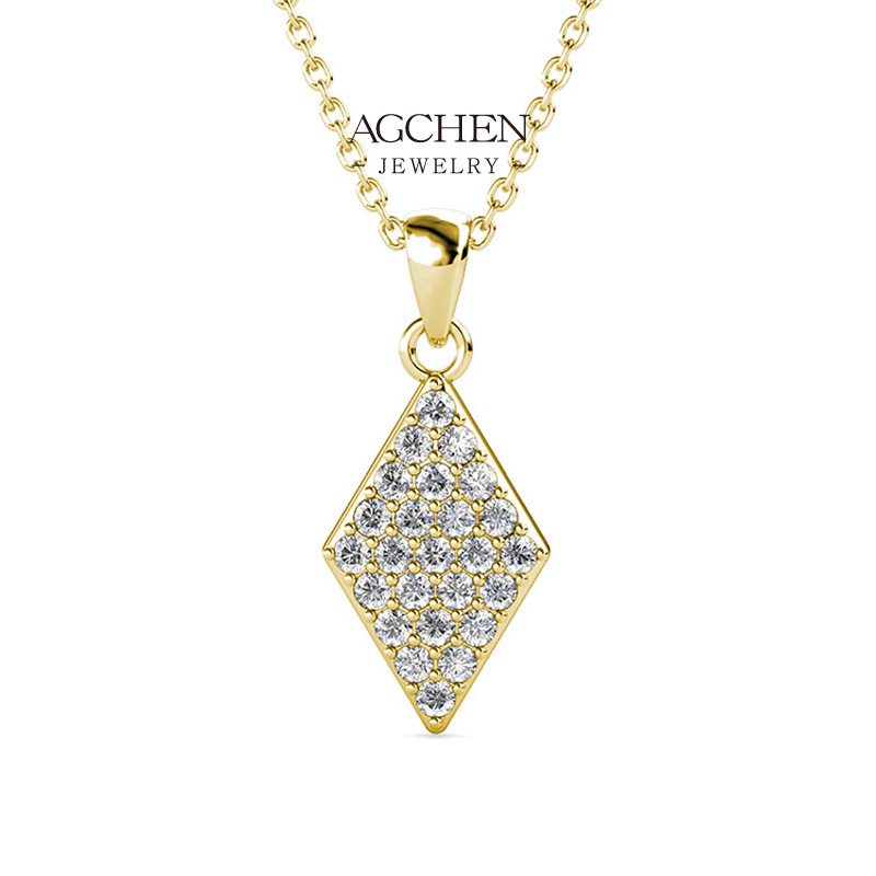 AGCHEN Diamond Shape Pendant Necklace Geometric Jewelry Collection AGDPS0633