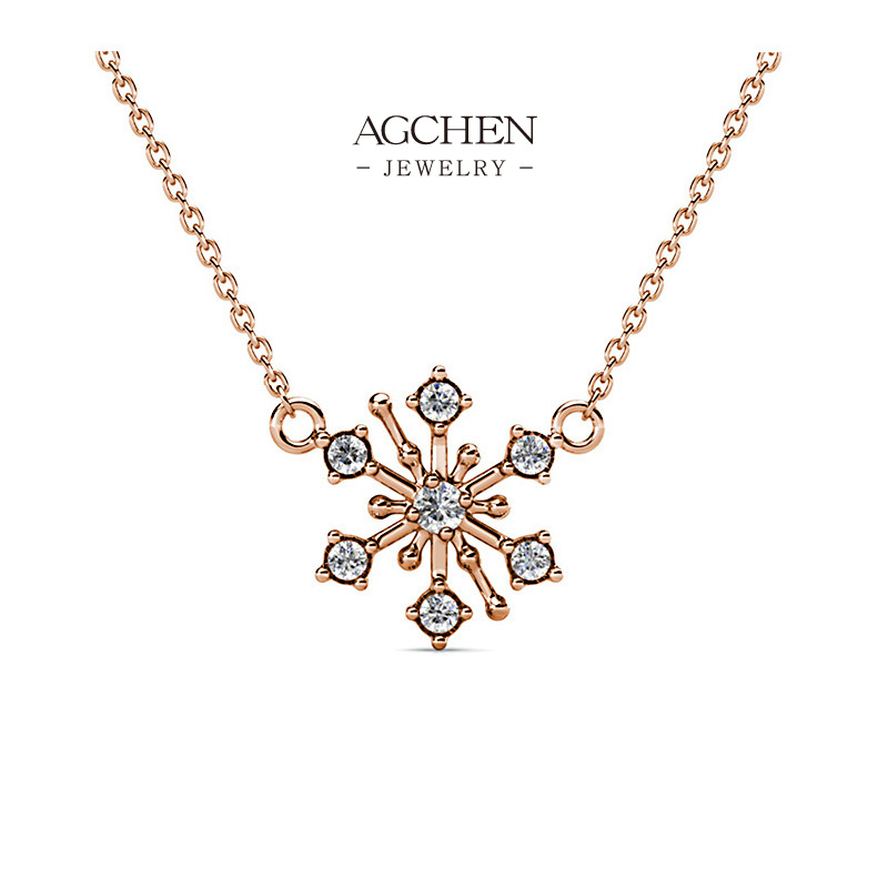 AGCHEN Snowflake Zirconia Necklace Winter Holiday Jewelry AGDPS0384