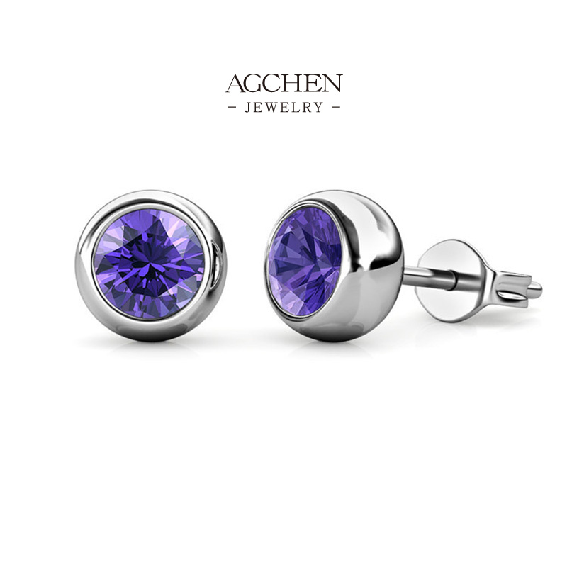 AGCHEN Birthstone Collection Earrings Monthly Gemstone Jewelry AGDES0208