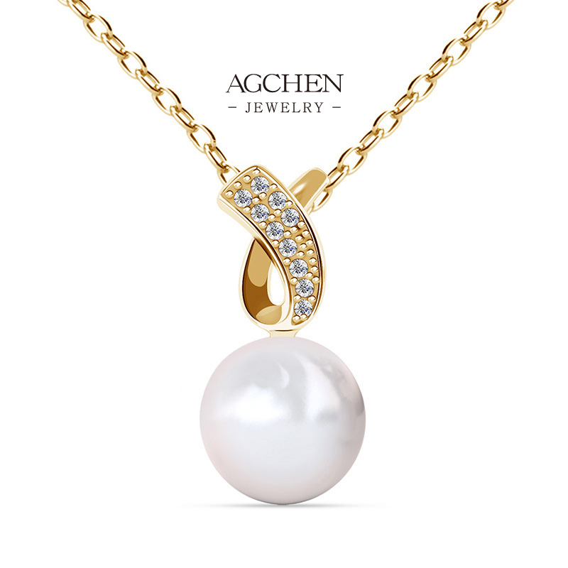 AGCHEN Crystal Pearl Station Necklace Wedding Collection B2B Supplier AGDP0876
