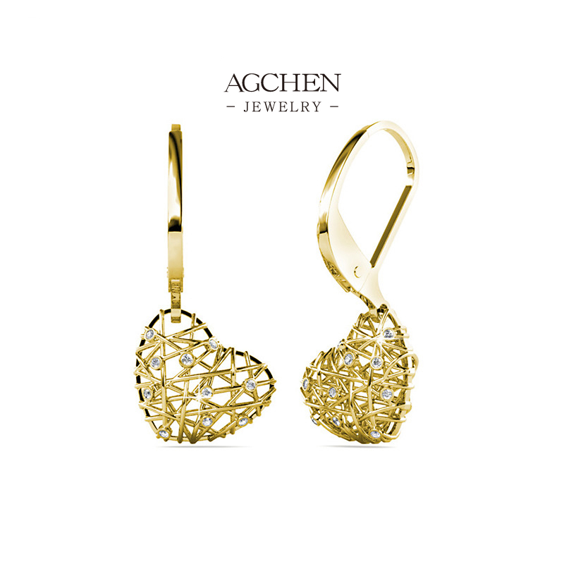 AGCHEN Heart Zirconia Stud Earrings Romantic Gift Set AGDES0415