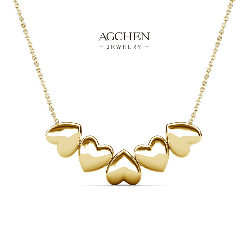 AGCHEN Five Heart Pendant Necklace Romantic Stacking Jewelry AG JEWELRY AGDP0887